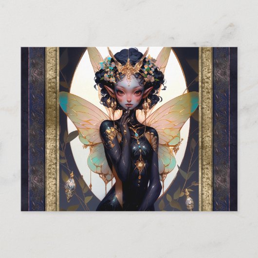 かわいいピクシー妖精の女の子ファンタジーアート ポストカード (正面)