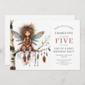 かわいいピクシー妖精ガールズ誕生日 招待状 (正面/裏面)