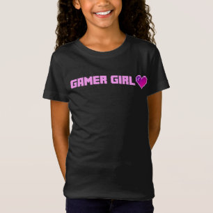 かわいいピクセルのハートゲーマーガールシャツ Tシャツ