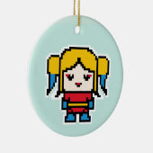 かわいいピクセルの悪い女の子の装飾用クッションポケットウォッチ セラミックオーナメント (右)
