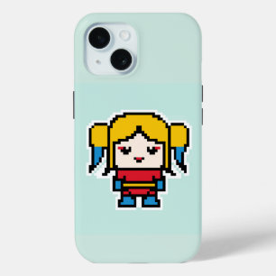かわいいピクセルの悪い女の子の装飾用クッションポケットウォッチ iPhone 15ケース
