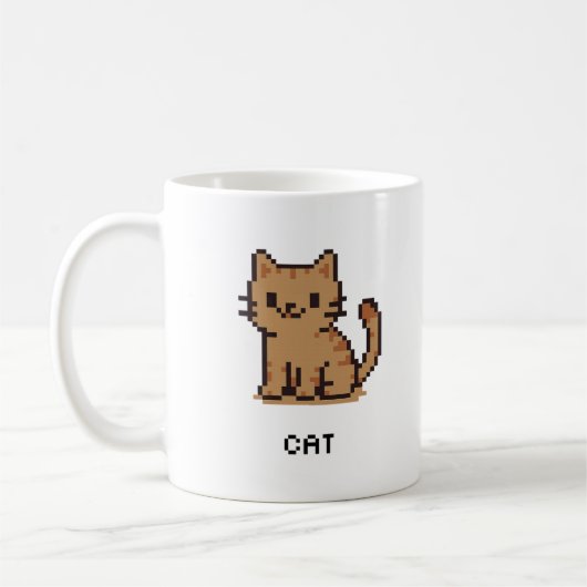 かわいいピクセルアートの猫マグカップ コーヒーマグカップ (左)