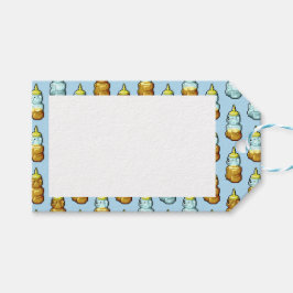 かわいいピクセルアートハニーベアボトルパターン ギフトタグ