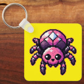 かわいいピクセルスパイダー キーホルダー (正面)