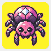 かわいいピクセルスパイダー スクエアシール (正面)