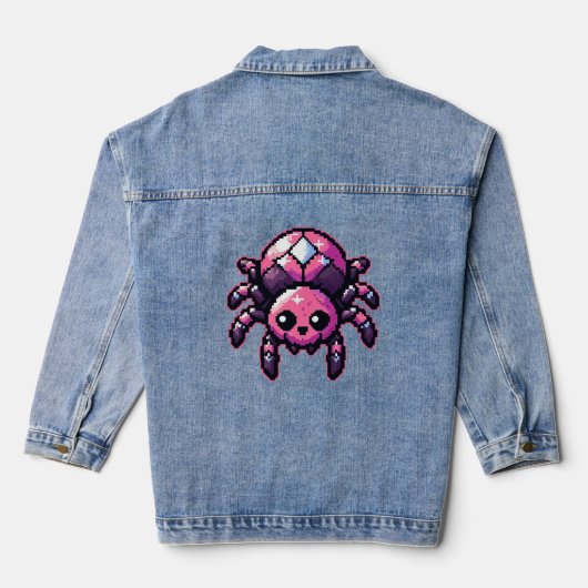 かわいいピクセルスパイダー デニムジャケット (裏面)