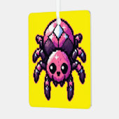 かわいいピクセルスパイダー メタルオーナメント (正面左)