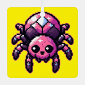 かわいいピクセルスパイダー メタルオーナメント (正面)