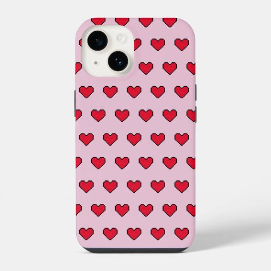 かわいいピクセルハートの形 iPhoneケース (裏面)