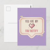 かわいいピクセルハート "You Are My Fav Notify" ポストカード (正面/裏面)
