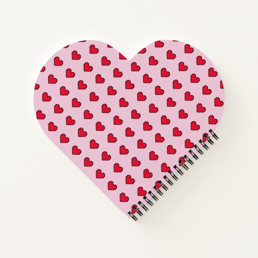 かわいいピクセル化されたハート図形 ノートブック (裏面)