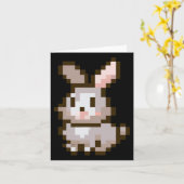 かわいいピクセル化イースタービデオゲームイースターバニーガミ カード (黄色い花)