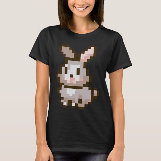 かわいいピクセル化イースタービデオゲームイースターバニーガミ Tシャツ (正面)