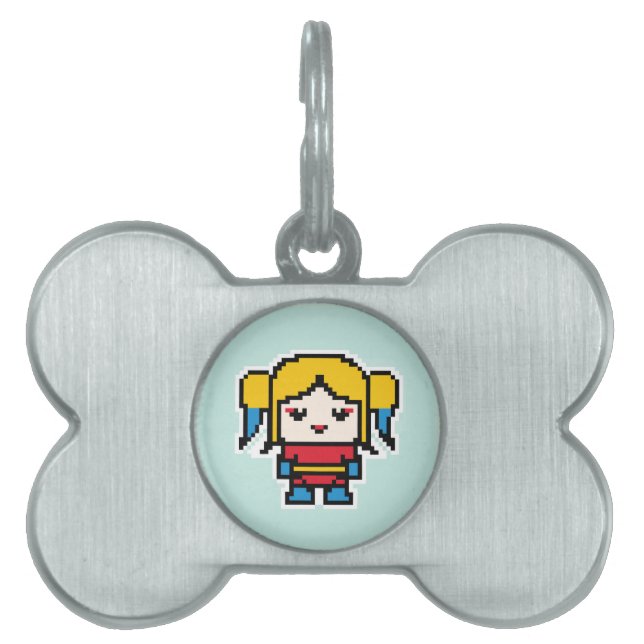 かわいいピクセル悪ガール ペットネームタグ (正面)