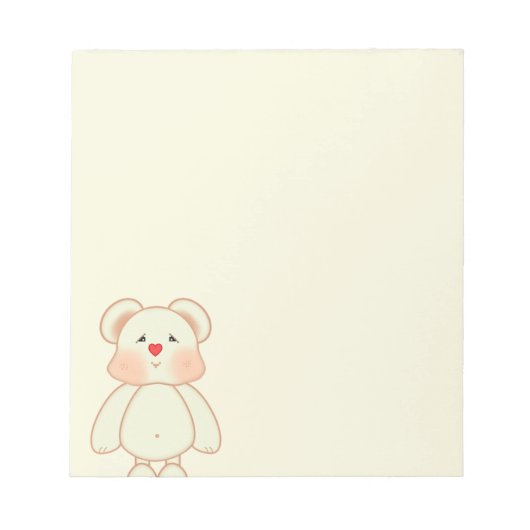 かわいいピクセル描画のクマ ノートパッド (正面)