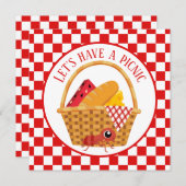 かわいいピクニックの昆虫パーティー 招待状 (正面/裏面)