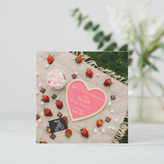 かわいいピクニックデジタル妊娠の発表 招待状 (スタンド正面)