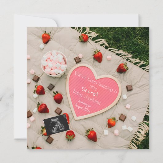 かわいいピクニックデジタル妊娠の発表 招待状 (正面)