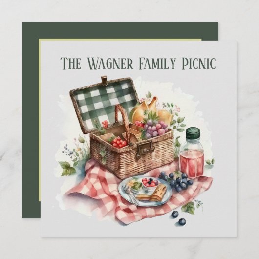 かわいいピクニックパーティー愛好家紙プレート 招待状 (正面/裏面)