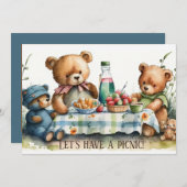 かわいいピクニックベアーズ追加文字 招待状 (正面/裏面)