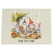 かわいいピクニック格言にメッセージを追加 ラージペーパーバッグ (正面)