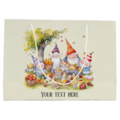 かわいいピクニック格言にメッセージを追加 ラージペーパーバッグ (裏面)