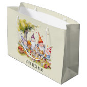 かわいいピクニック格言にメッセージを追加 ラージペーパーバッグ (裏面アングル)