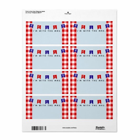 かわいいピクニック用テーブルクロス花嫁の姓名タグ ラベル (フルシート)