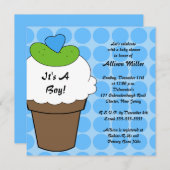 かわいいピクルス及びアイスクリームの男の子のベビーシャワー 招待状 (正面/裏面)