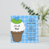 かわいいピクルス及びアイスクリームの男の子のベビーシャワー 招待状 (スタンド正面)