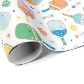 かわいいピクルボールパドルの柔らかい色 ラッピングペーパー (ロールコーナー)