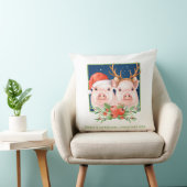 かわいいピグカップルのクリスマス クッション (椅子)