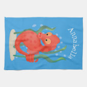 かわいいピグミーのシーホース漫画 キッチンタオル (横)