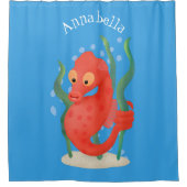 かわいいピグミーのシーホース漫画 シャワーカーテン (正面)