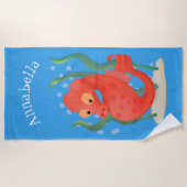 かわいいピグミーのシーホース漫画 ビーチタオル (正面)