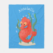 かわいいピグミーのシーホース漫画 フリースブランケット (正面)