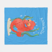 かわいいピグミーのシーホース漫画 フリースブランケット (正面(横))