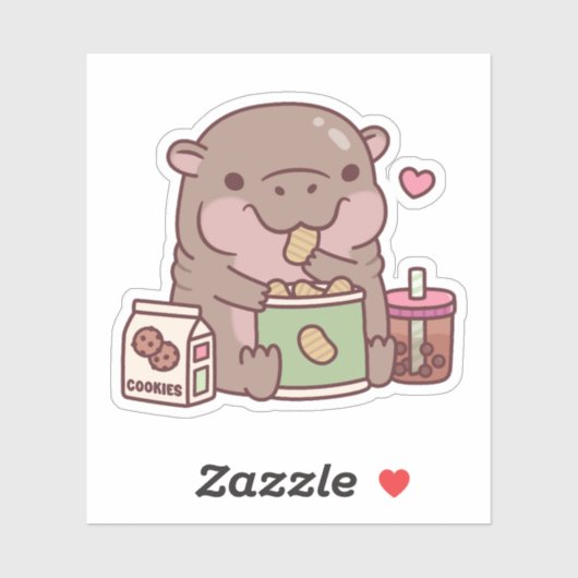 かわいいピグミーヒッポおやつが大好き シール (シート)