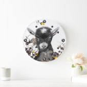 かわいいピゴラヤギ絵を描のフローラ壁時計 ラージ壁時計 (ホーム)