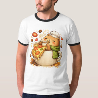 かわいいピザのクマTシャツ | かわいいファストフードのキャラクター Tシャツ