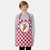 かわいいピザの名前キッズキッチン エプロン (着用した状態)