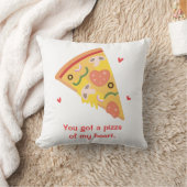 かわいいピザの私のハートおもしろいパン クッション (ブランケット)