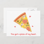 かわいいピザの私のハートパン愛のユーモア ポストカード (正面/裏面)