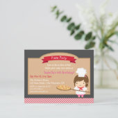 かわいいピザシェフガールバースデーパーティカスタムー 招待状 (スタンド正面)