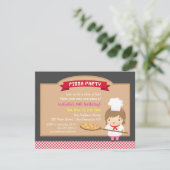 かわいいピザシェフガールバースデーパーティ招待状 招待状 (スタンド正面)