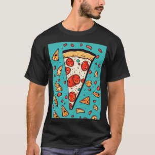 かわいいピザスライス – 漫画のスタイルイラストレーション Tシャツ