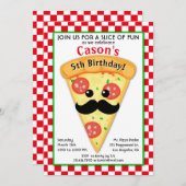 かわいいピザパーティーキッドの誕生日招待状 招待状 (正面/裏面)