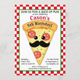 かわいいピザパーティーキッドの誕生日招待状 招待状