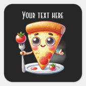 かわいいピザパーティー好き スクエアシール (正面)