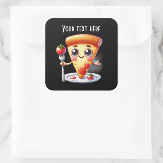 かわいいピザパーティー好き スクエアシール (バッグ)